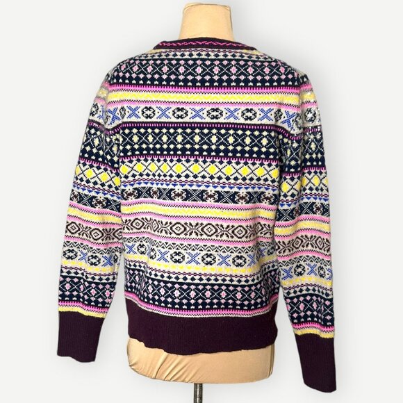 J. Crew Fairisle Wool Sweater Sequins M Aprés Ski Classic Retro 80s Fall Winter - Picture 8 of 9